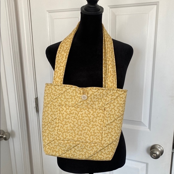 Handmade Handbags - Handmade Yellow Patterned Tote Bag.